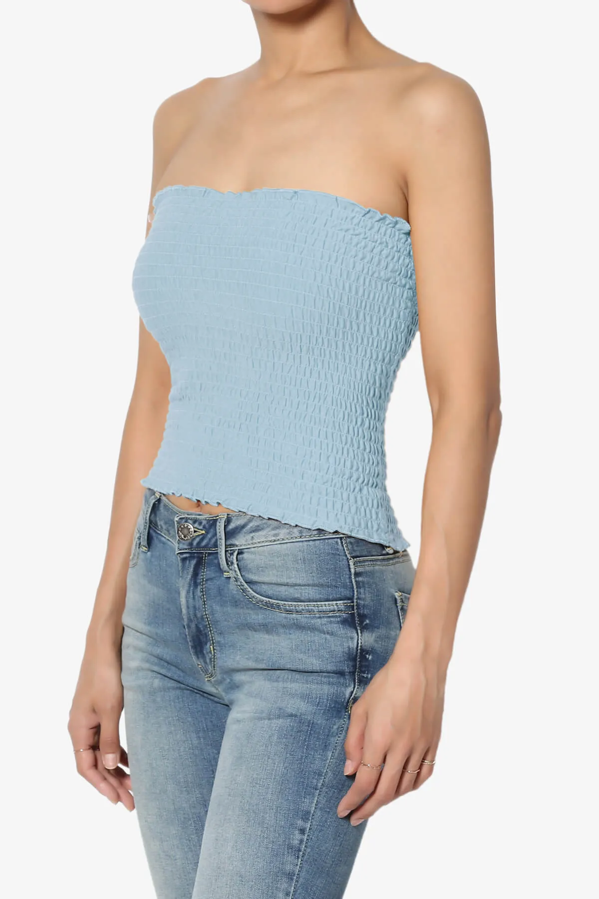 Faleece Smocked Crop Tube Top PLUS