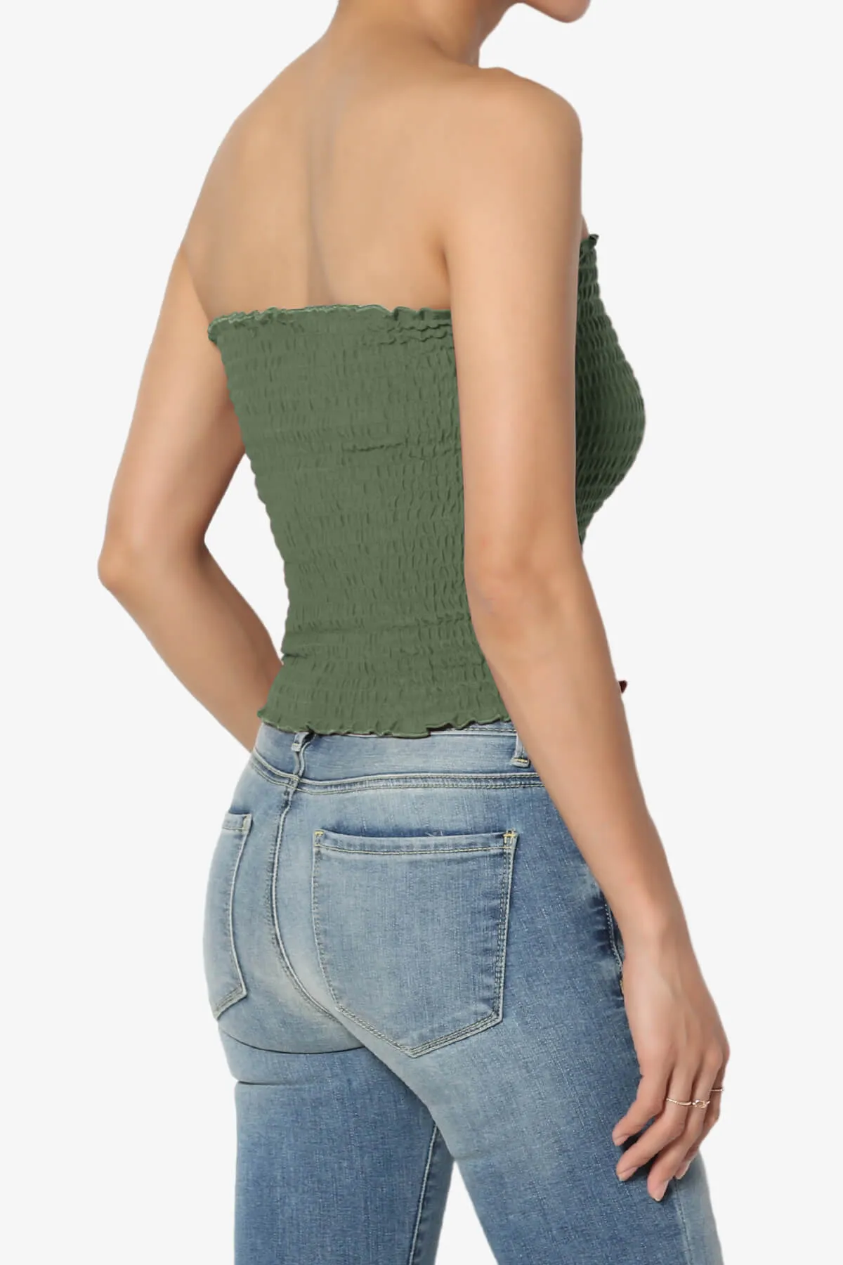 Faleece Smocked Crop Tube Top PLUS