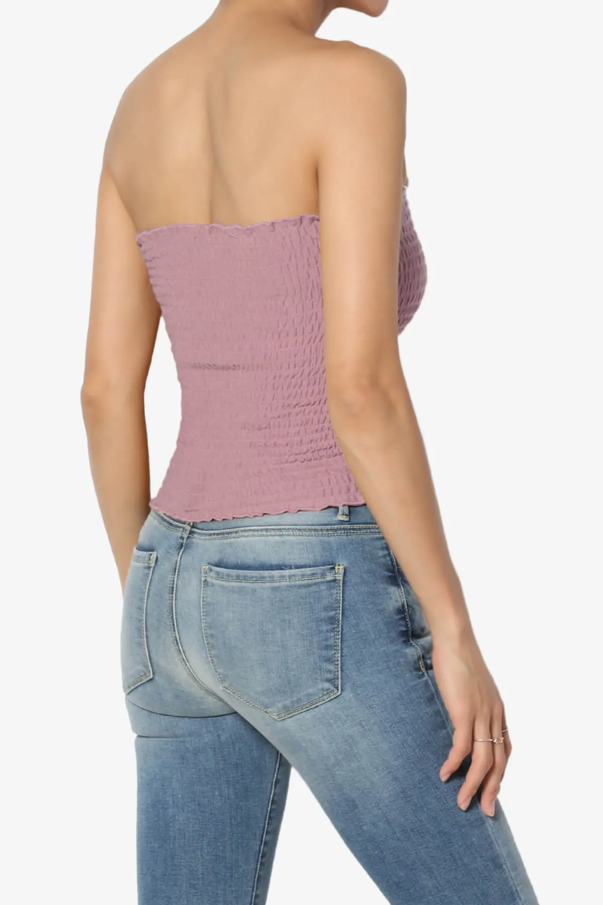 Faleece Smocked Crop Tube Top PLUS