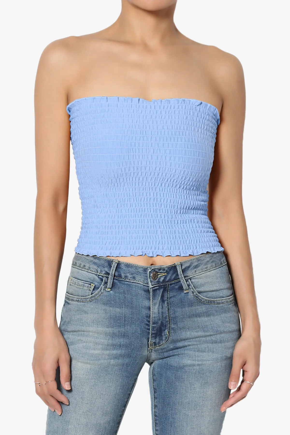 Faleece Smocked Crop Tube Top PLUS