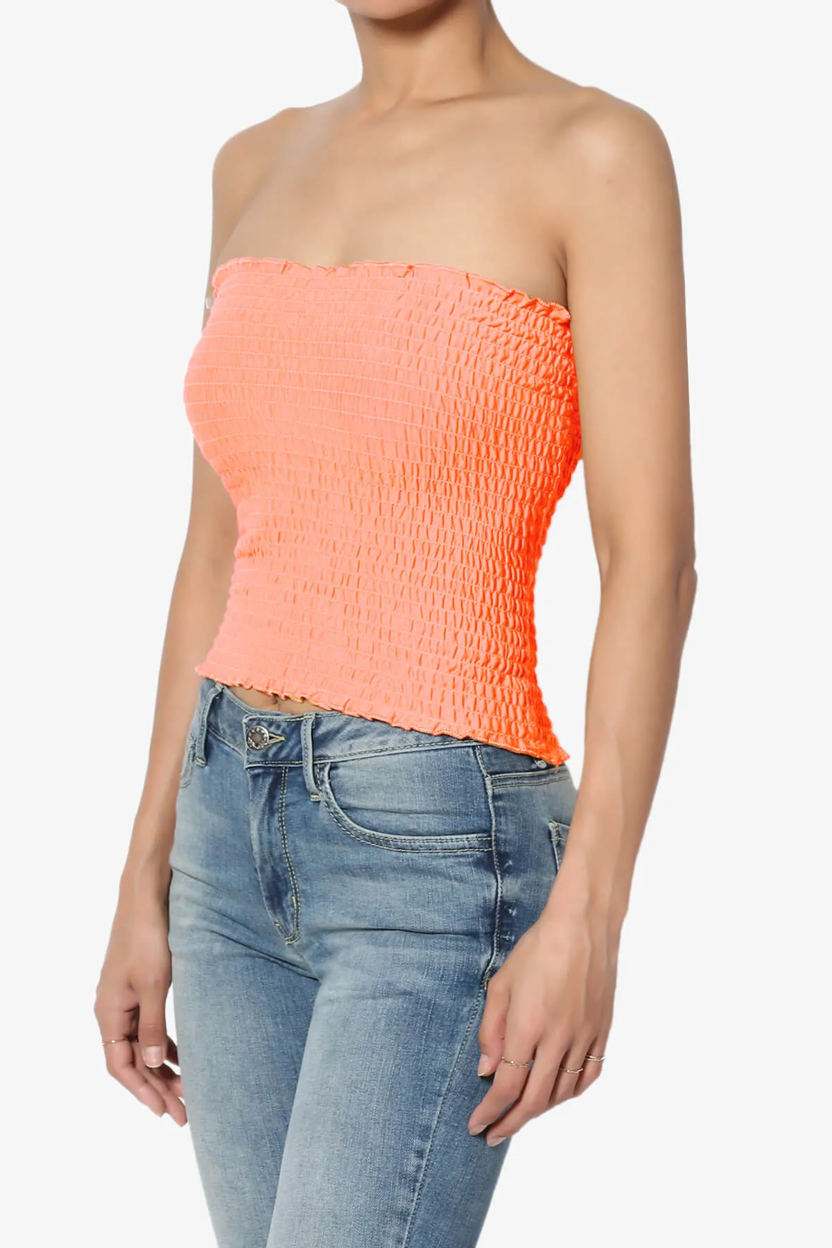 Faleece Smocked Crop Tube Top PLUS