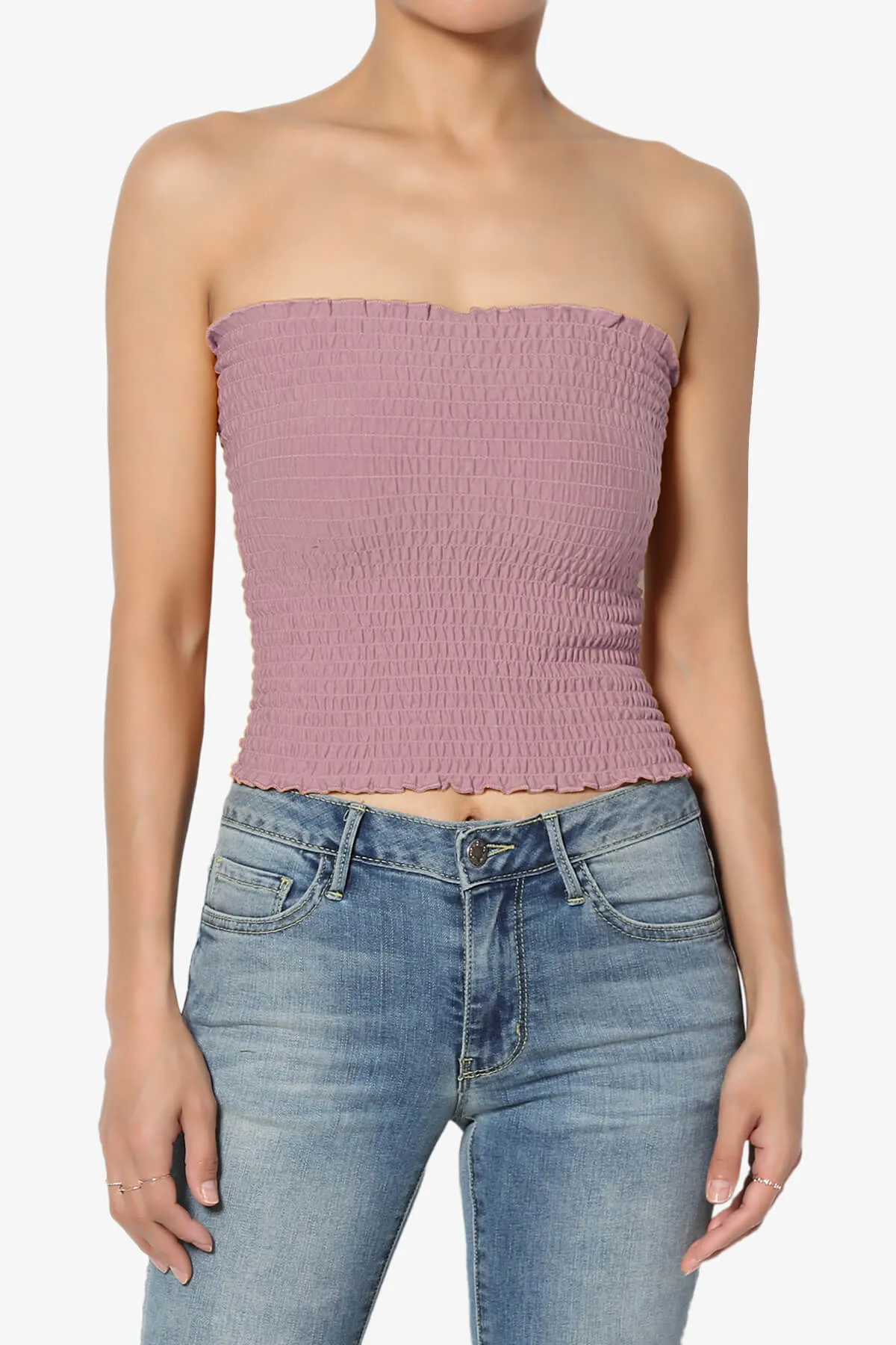 Faleece Smocked Crop Tube Top PLUS
