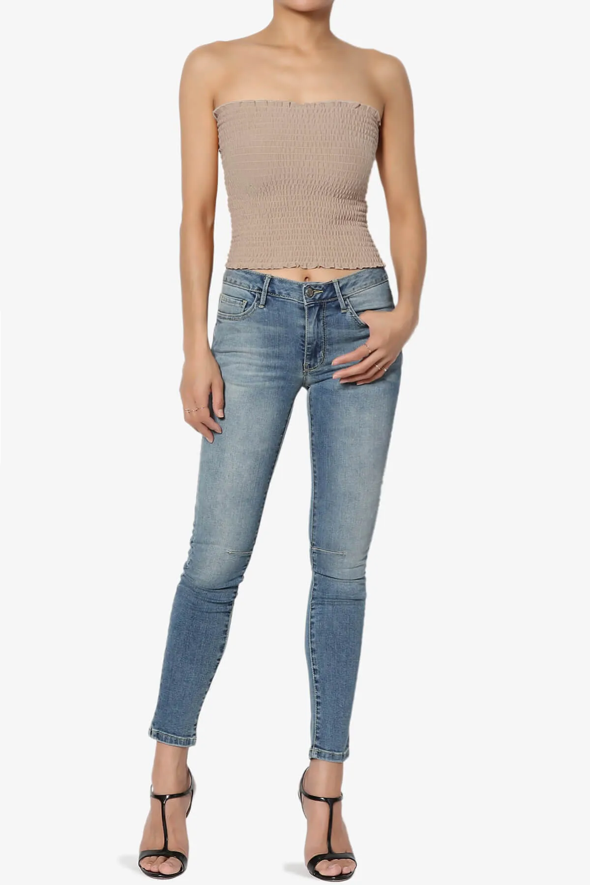 Faleece Smocked Crop Tube Top PLUS
