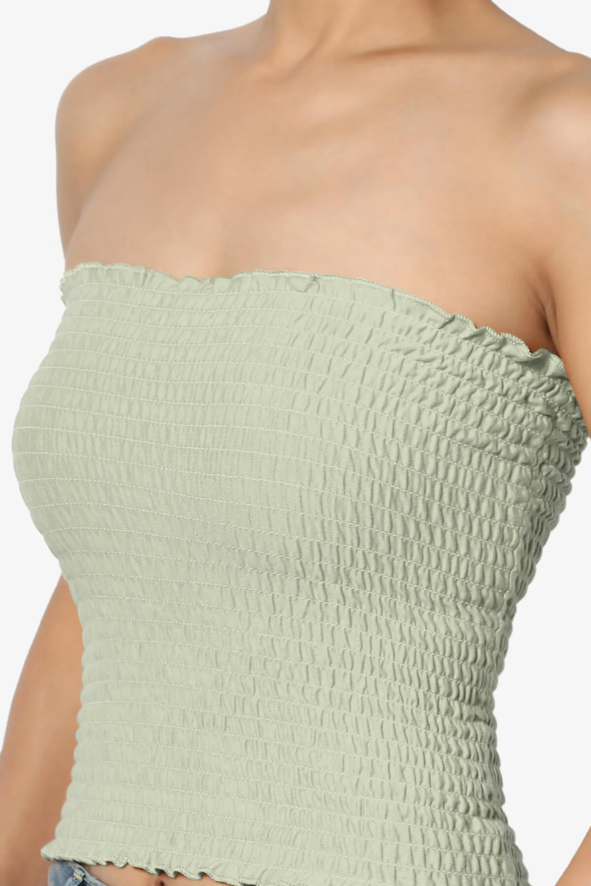 Faleece Smocked Crop Tube Top PLUS