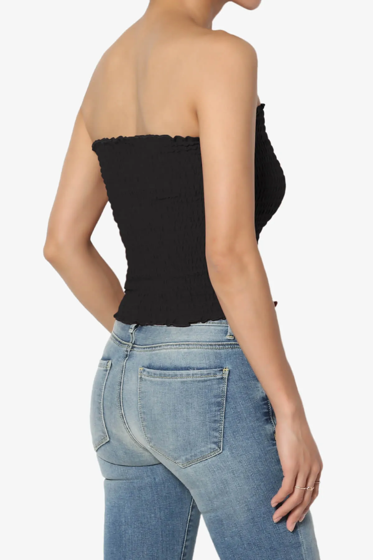 Faleece Smocked Crop Tube Top PLUS