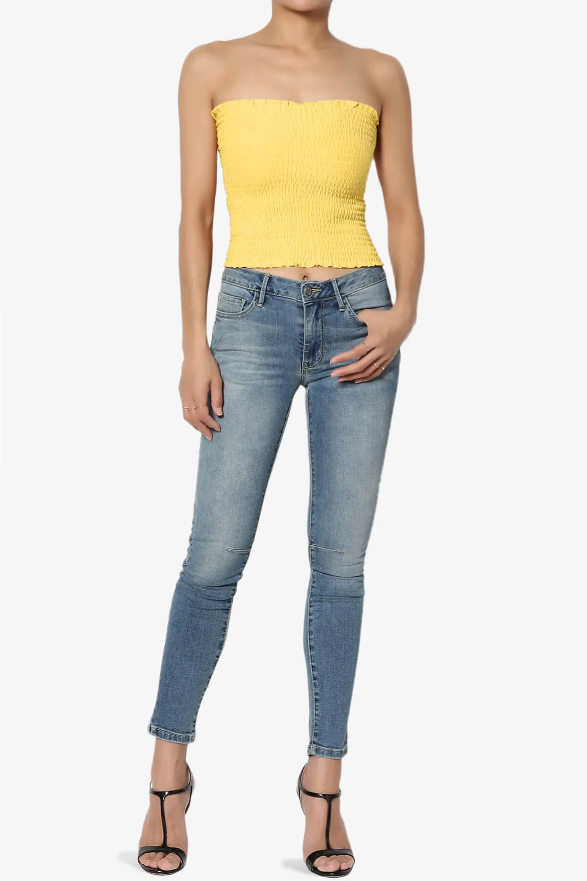 Faleece Smocked Crop Tube Top PLUS