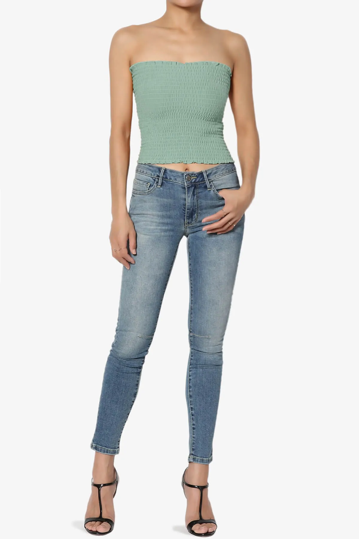 Faleece Smocked Crop Tube Top PLUS