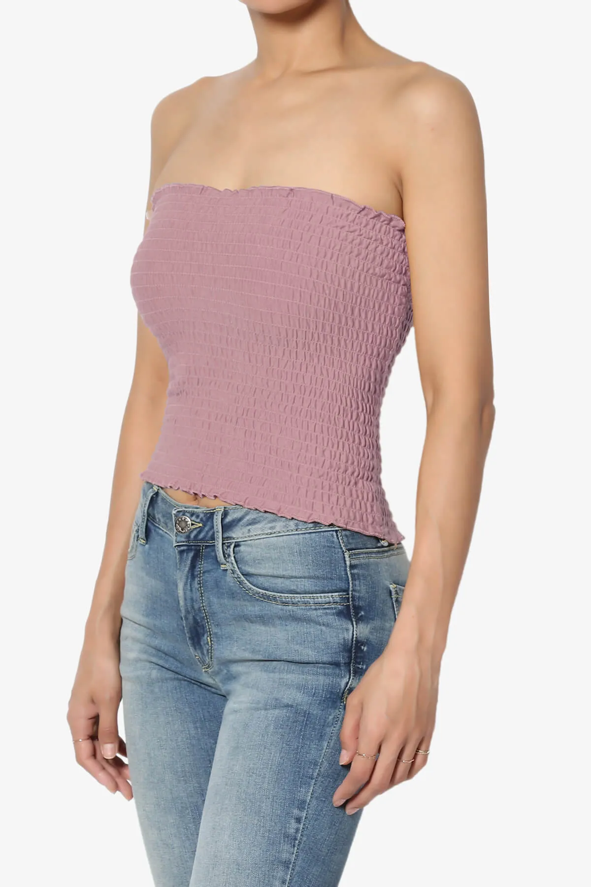 Faleece Smocked Crop Tube Top PLUS