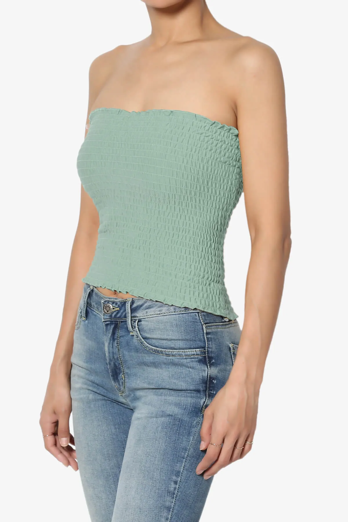 Faleece Smocked Crop Tube Top PLUS