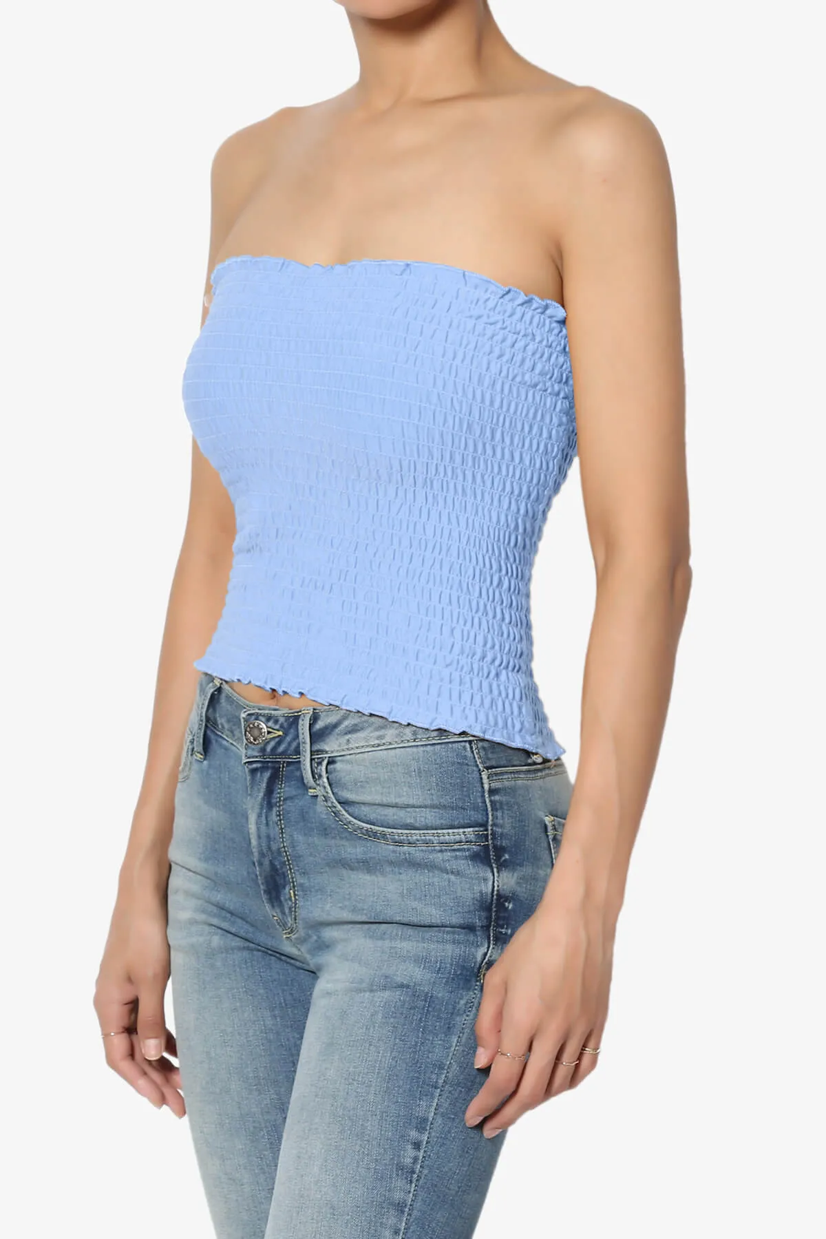 Faleece Smocked Crop Tube Top PLUS
