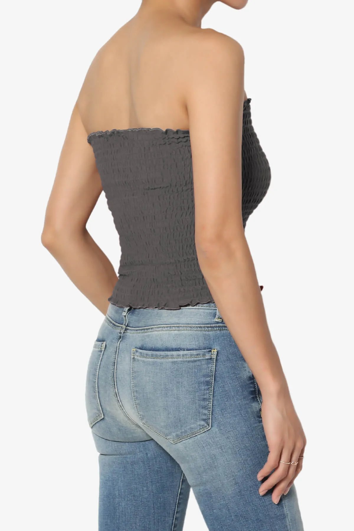 Faleece Smocked Crop Tube Top PLUS