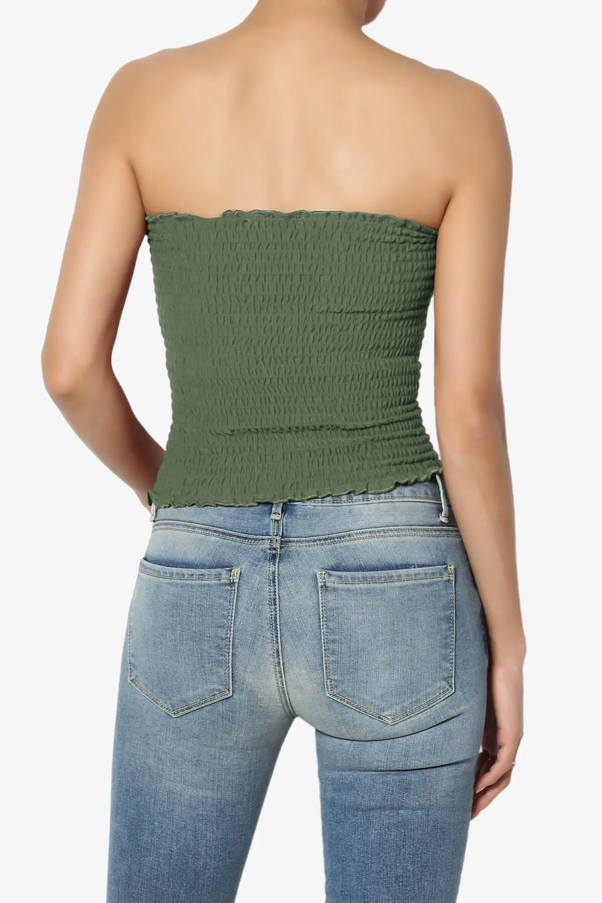Faleece Smocked Crop Tube Top PLUS