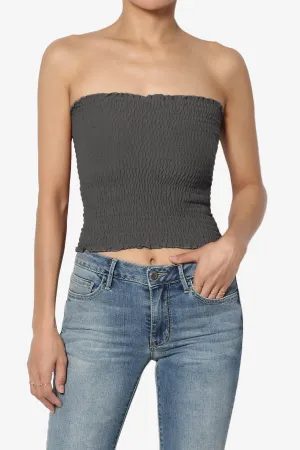 Faleece Smocked Crop Tube Top PLUS