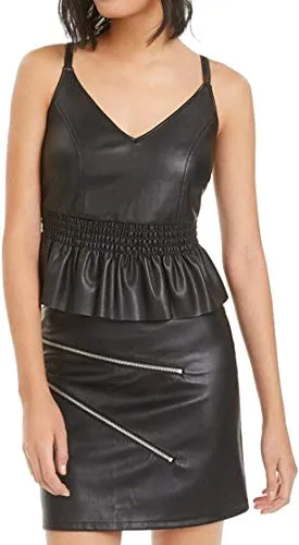 Faux-Leather Peplum Camisole