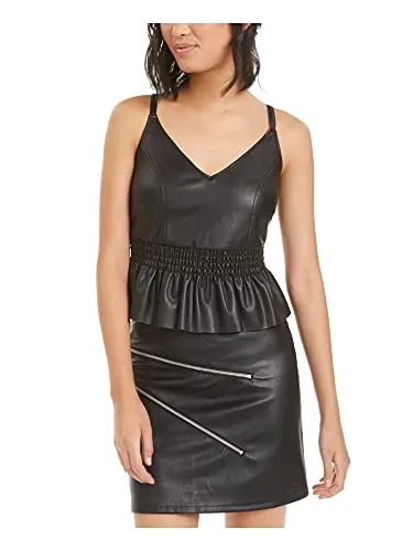 Faux-Leather Peplum Camisole