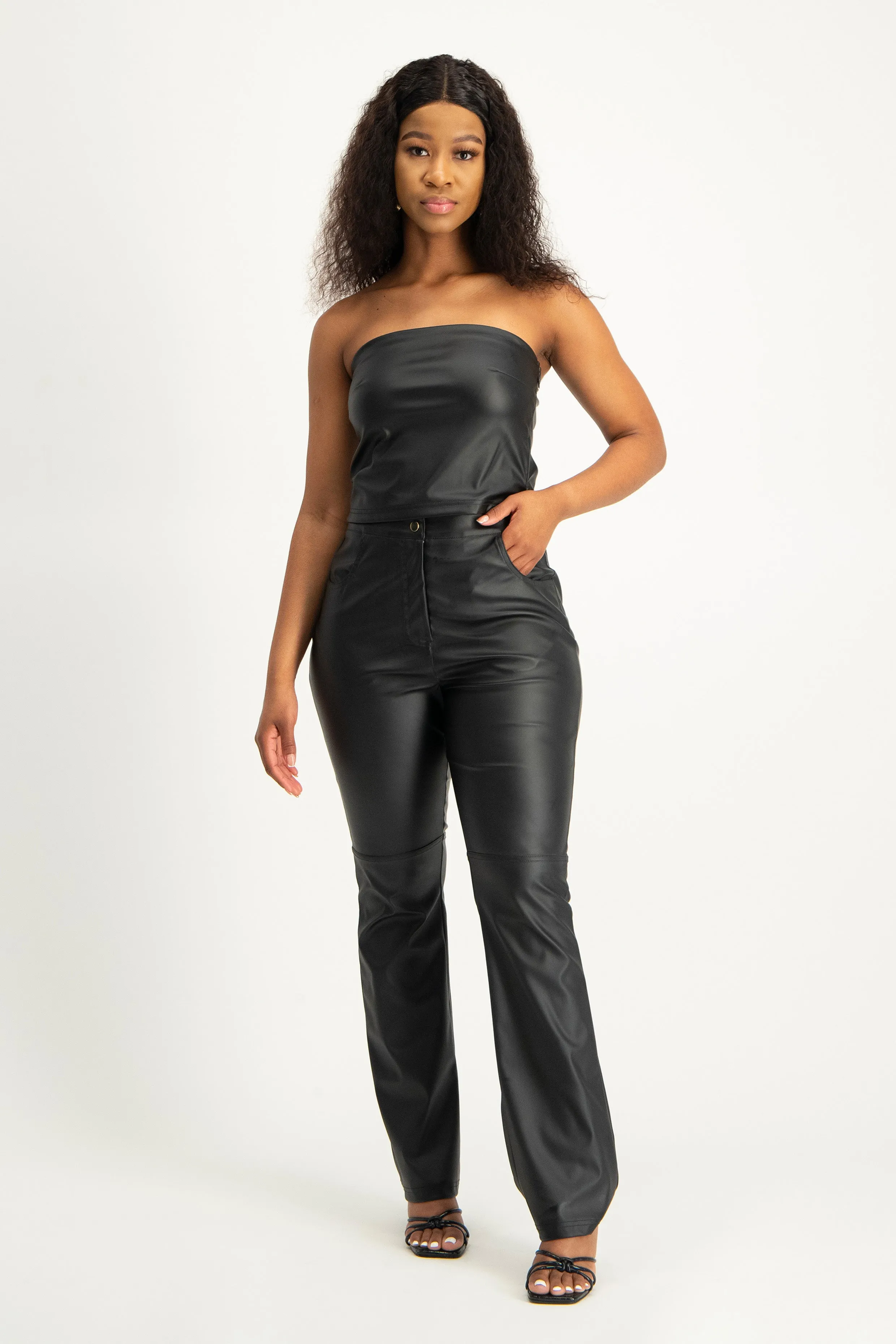 Faux Leather Straight Leg Pant