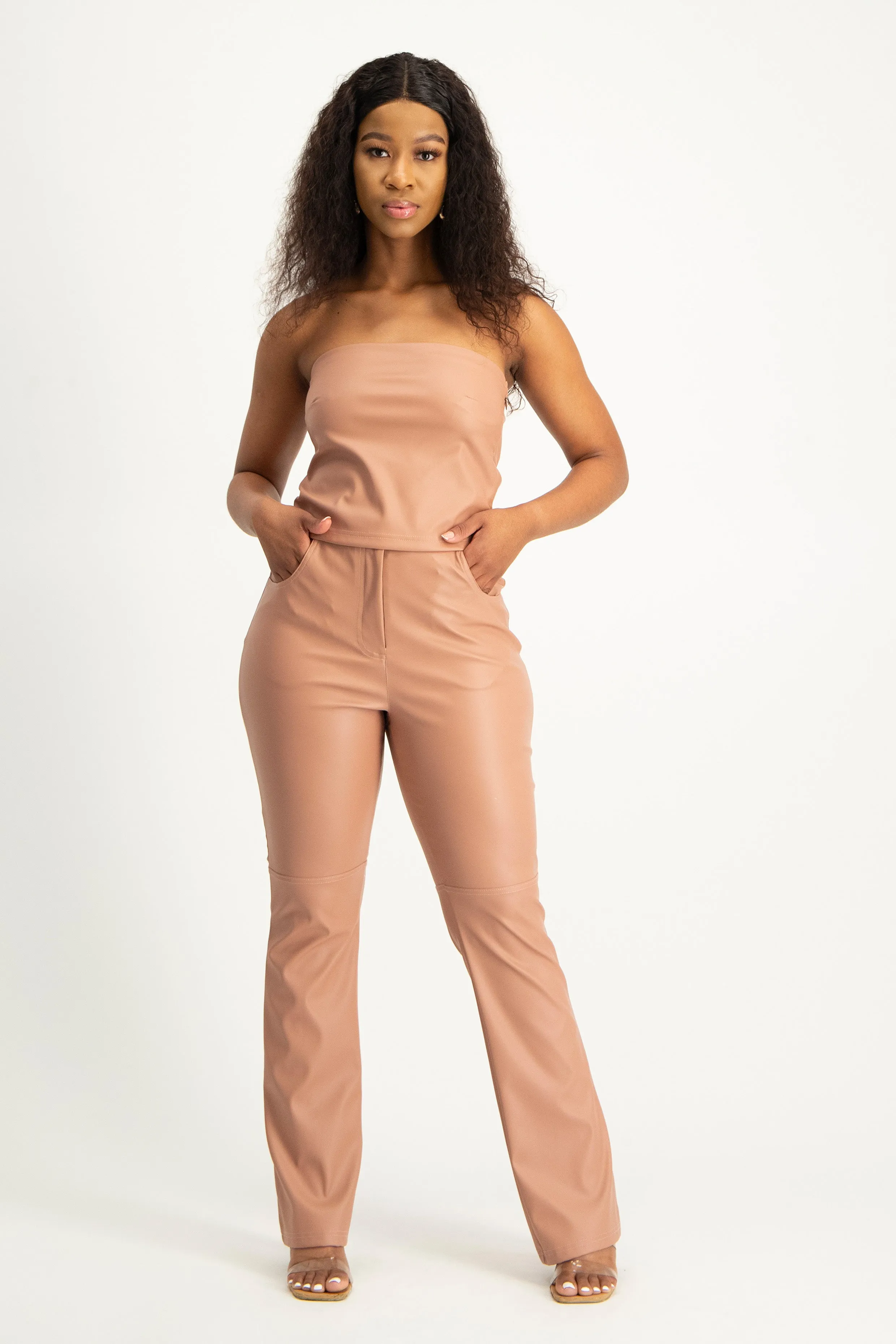 Faux Leather Straight Leg Pant