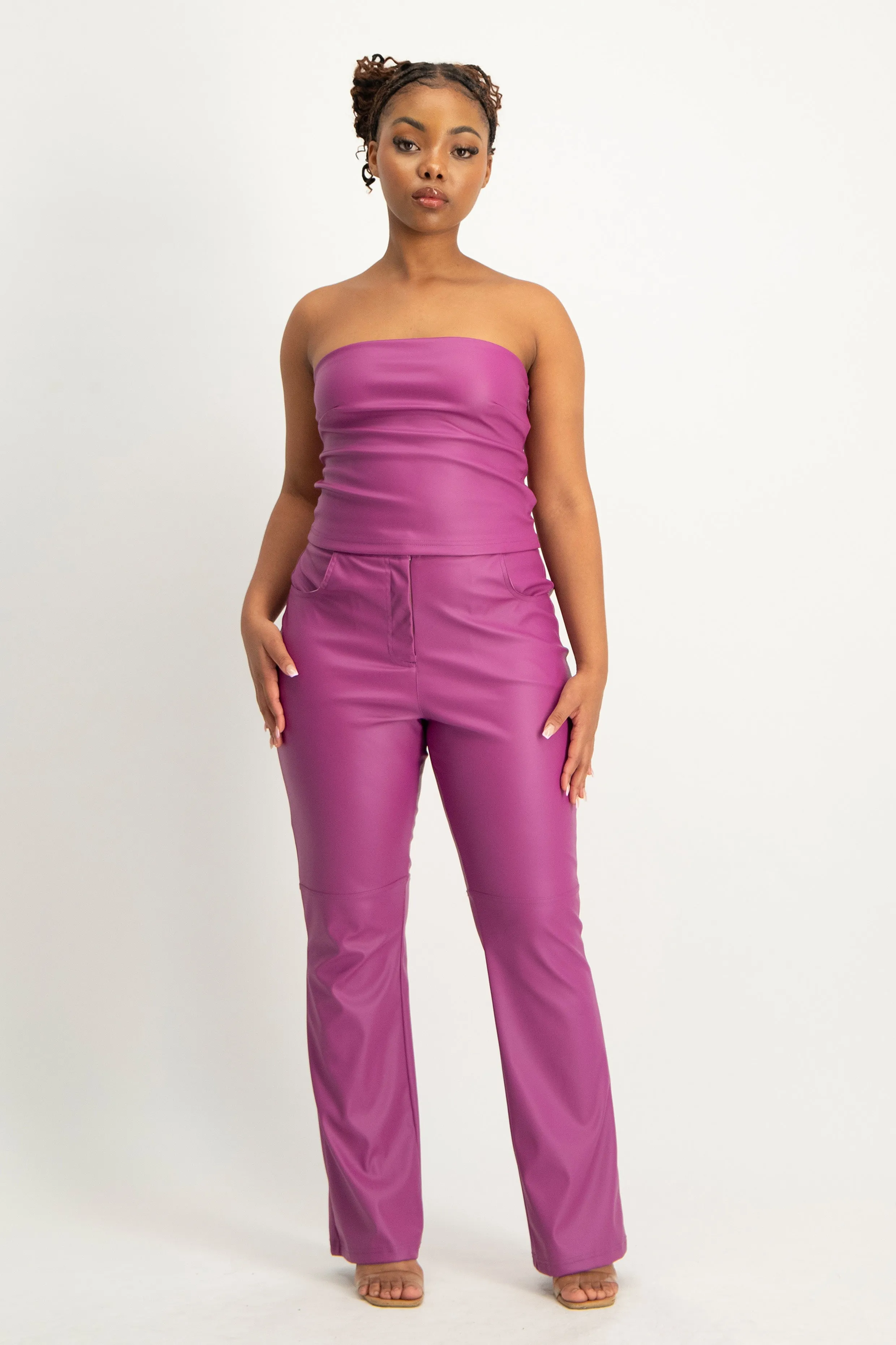 Faux Leather Straight Leg Pant