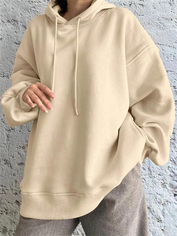 Female Plus Size Casual Plush Drawstring Hoodie