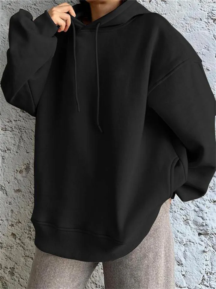 Female Plus Size Casual Plush Drawstring Hoodie
