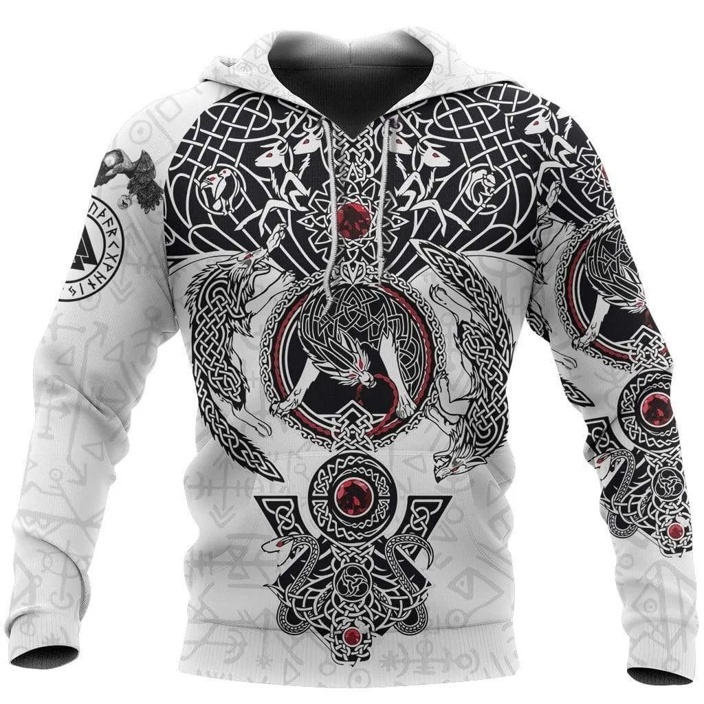 Fenrir Wolf White Hoodie