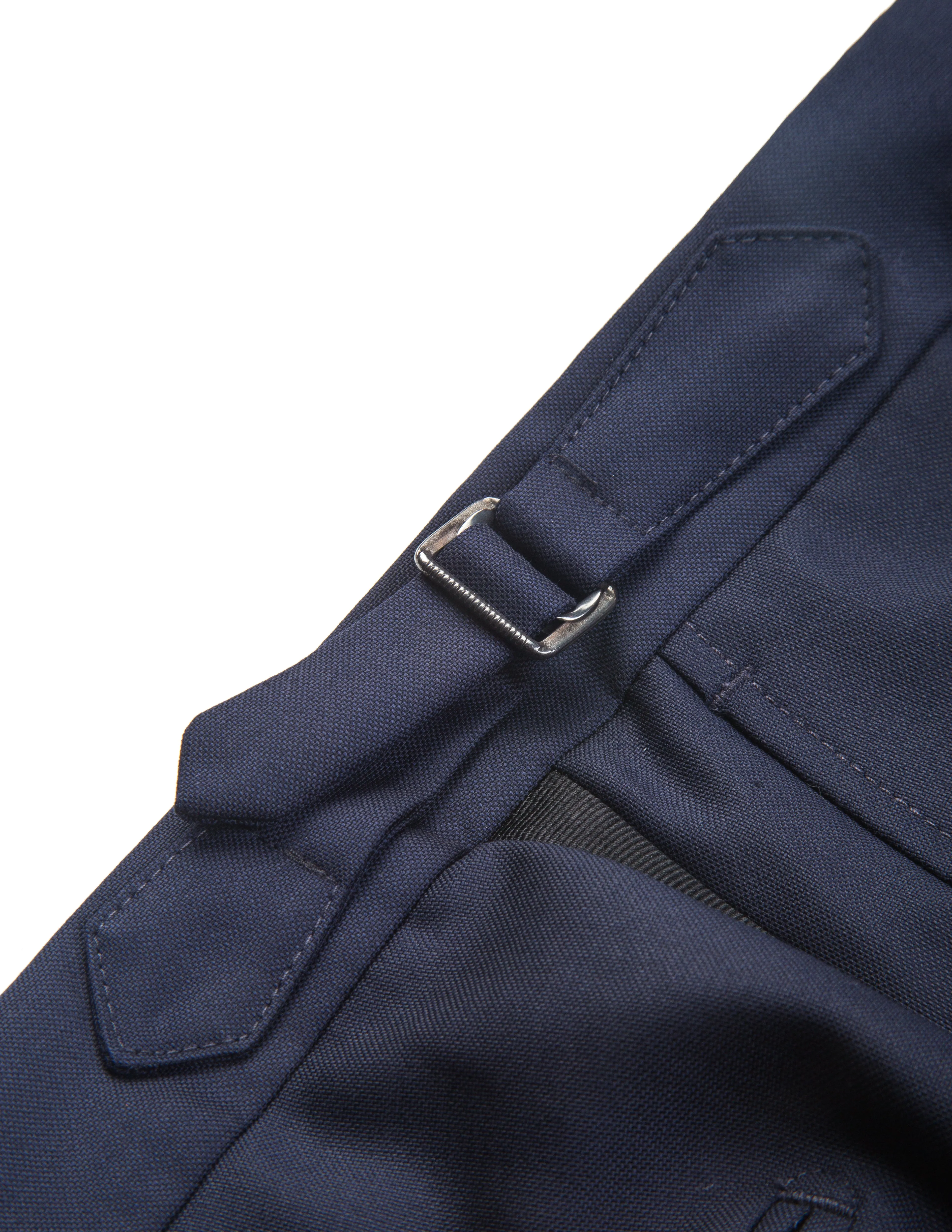 FINAL SALE: BKT50 Tuxedo Trouser in Super 110s - Navy with Grosgrain Stripe