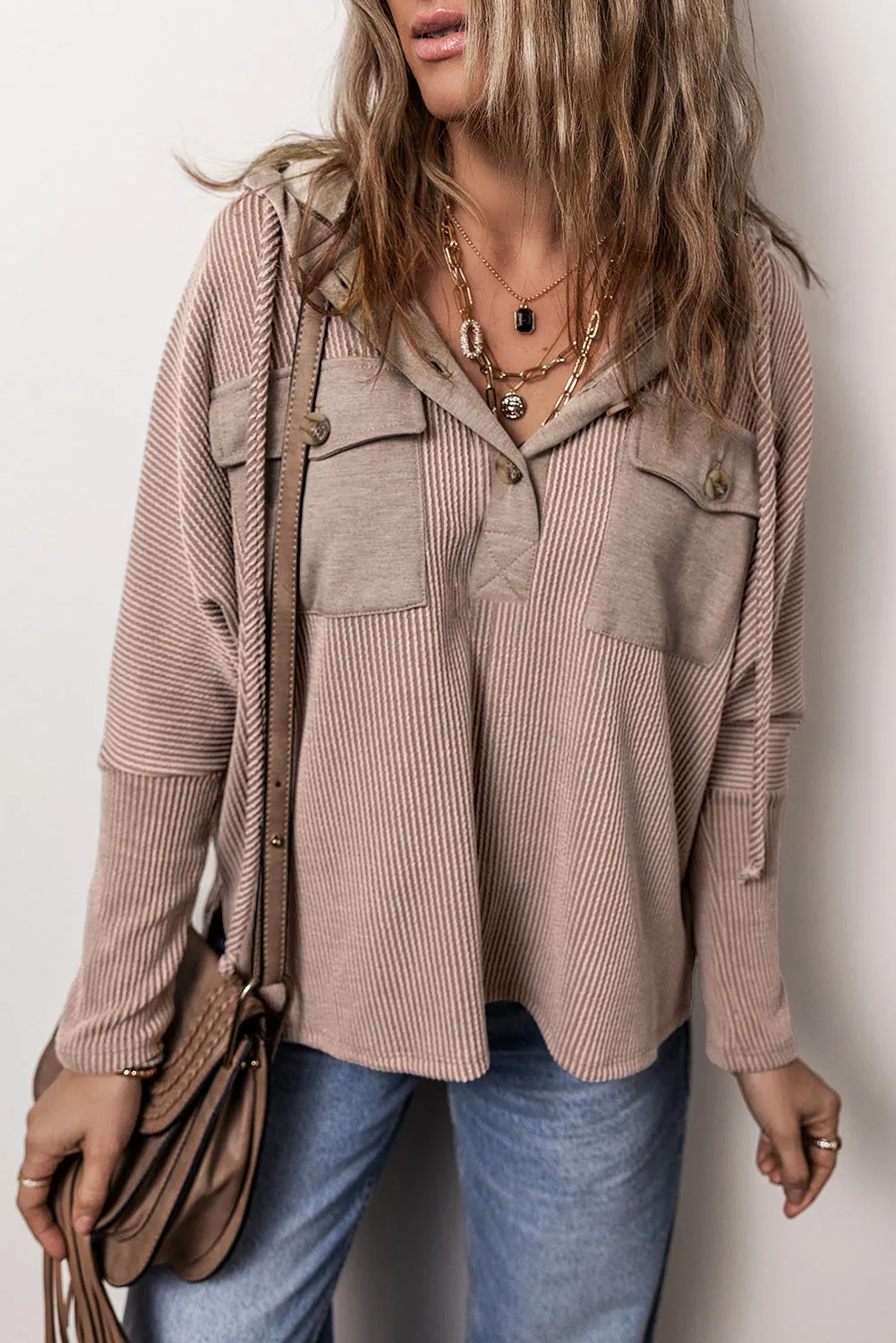 Flap Corded Drawstring Hoodie