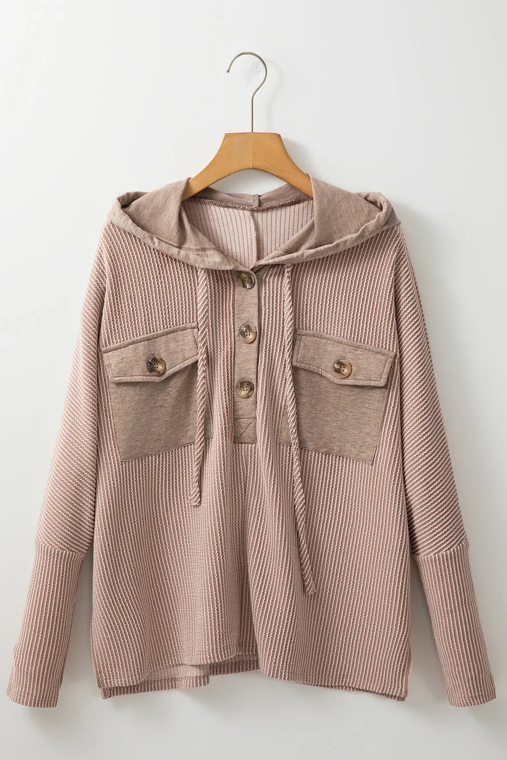 Flap Corded Drawstring Hoodie