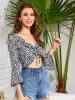 Flared Sleeve Lace Short Sleeve Blouse