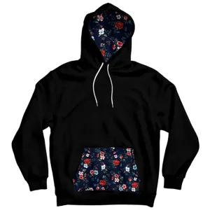 Floral Design Pocket Hoodie