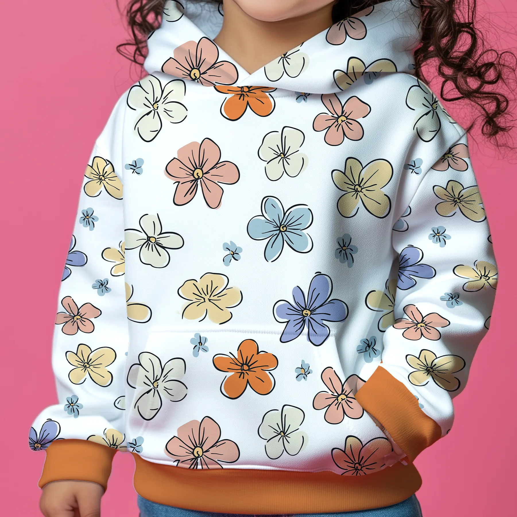 Floral Draw Kids Hoodie