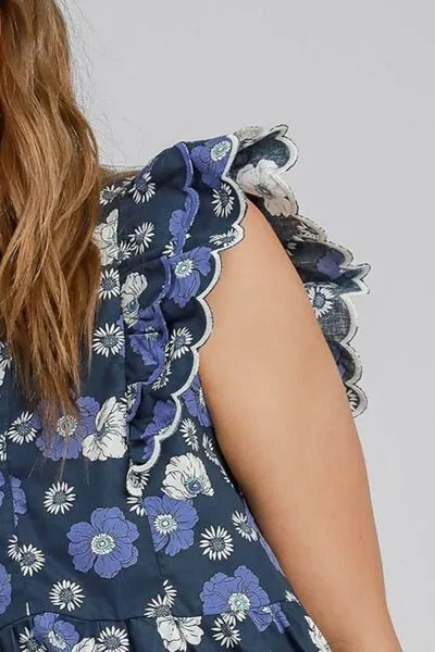 Floral Print Peplum Top Plus Size Available