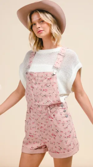 Floral Print Pink Shortalls