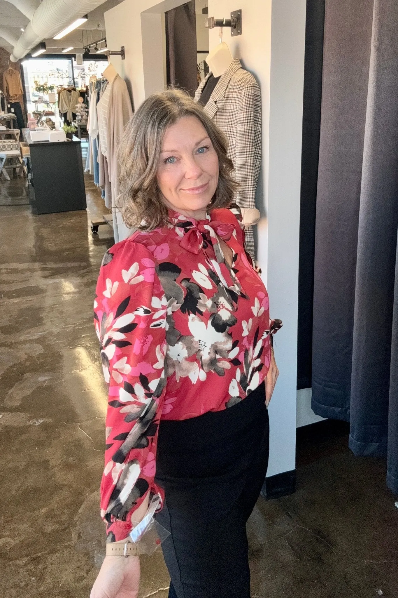 Floral Print Puff Sleeve Blouse