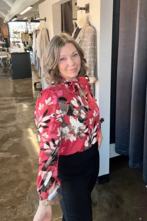 Floral Print Puff Sleeve Blouse