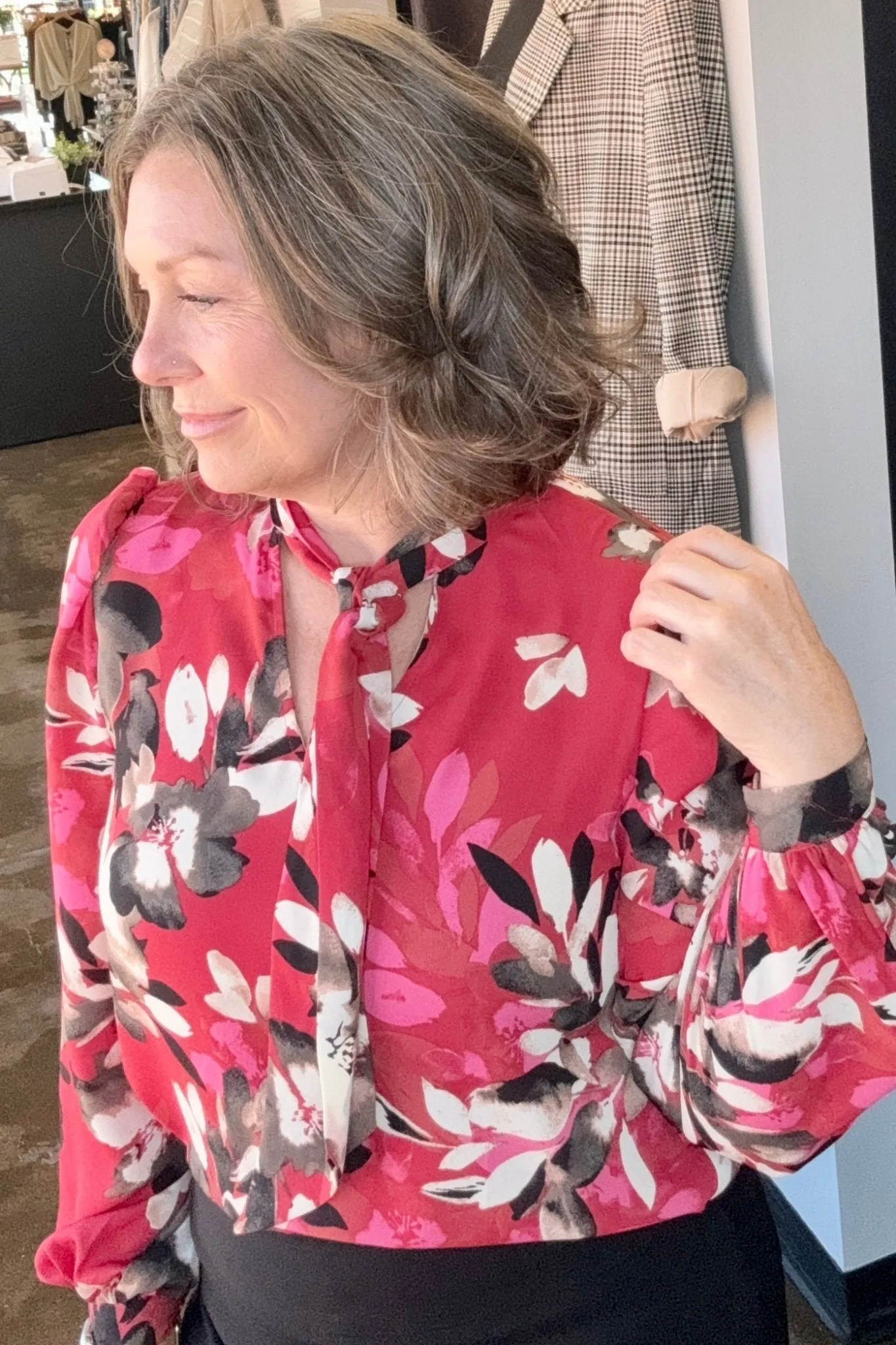 Floral Print Puff Sleeve Blouse