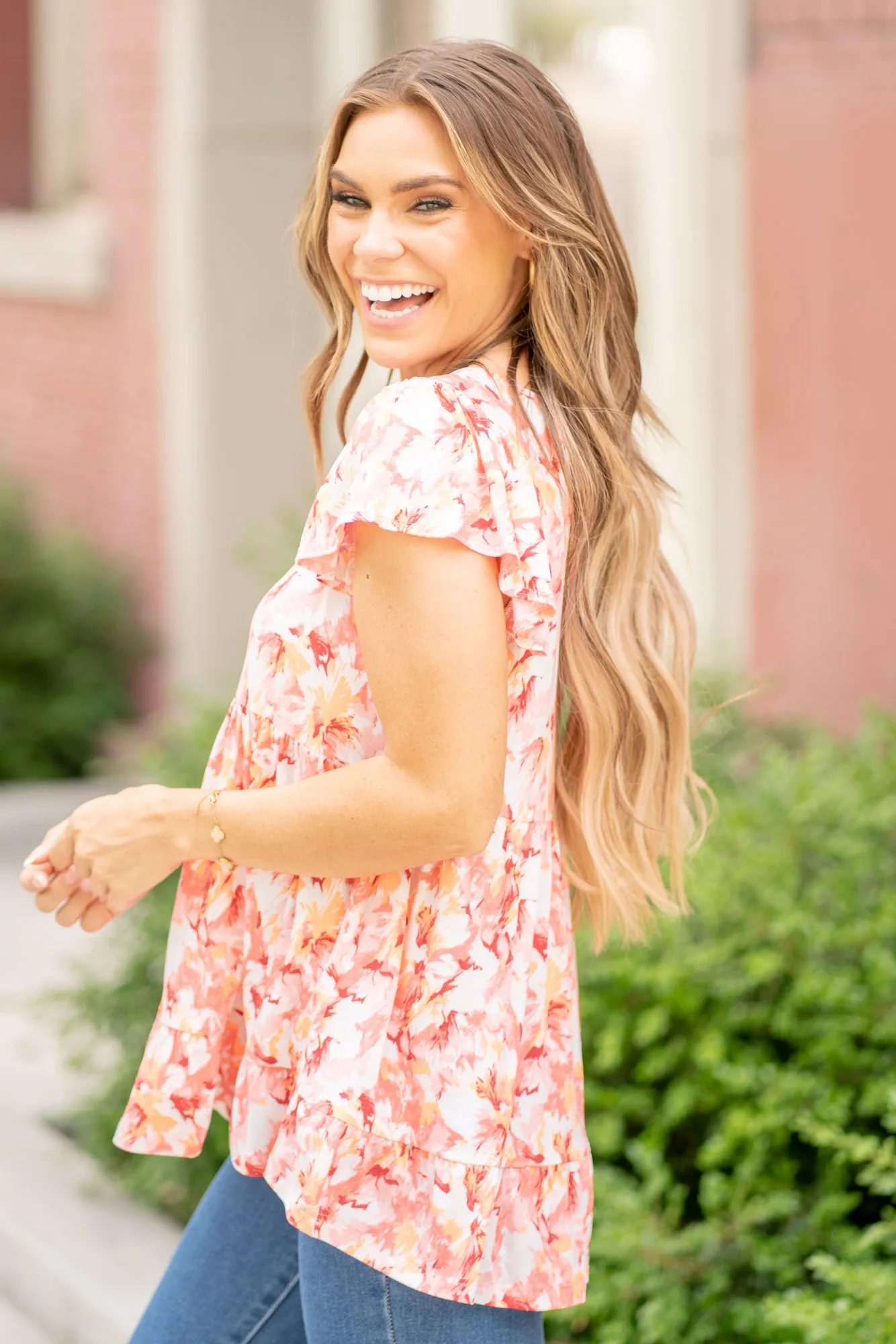 Floral Ruffled Baby Doll Top Regular & Plus Sizes