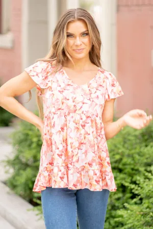 Floral Ruffled Baby Doll Top Regular & Plus Sizes