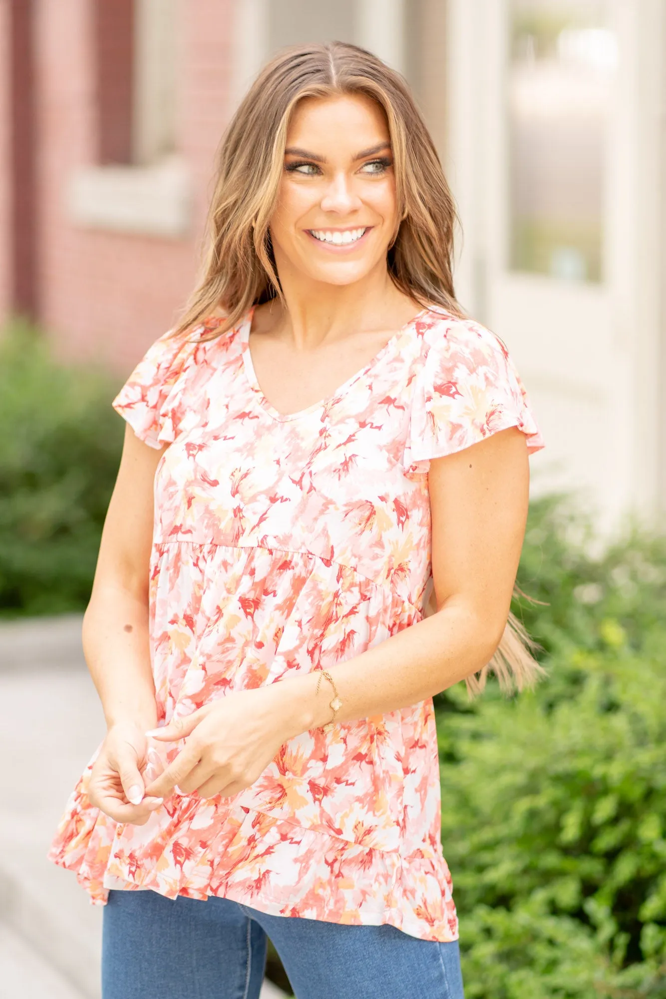 Floral Ruffled Baby Doll Top Regular & Plus Sizes