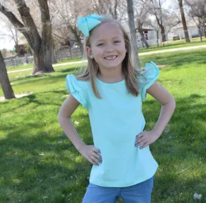 Flutter Ruffled Sleeve Top  - Mint