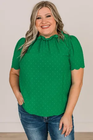 Forever After All Swiss Dot Blouse- Kelly Green