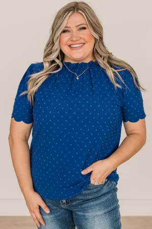 Forever After All Swiss Dot Blouse- Royal Blue