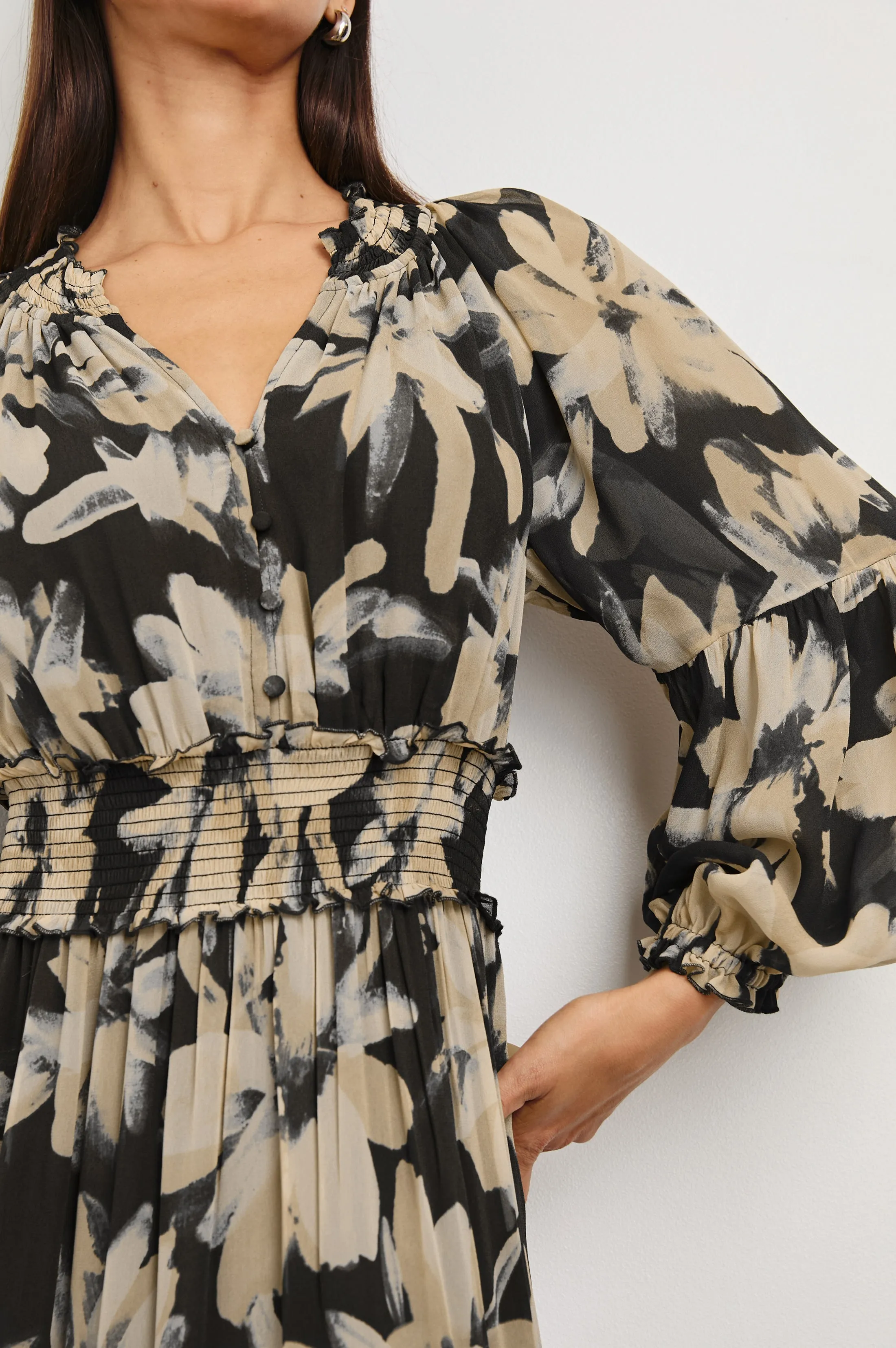 FREDERICA DRESS - CHARCOAL LILY