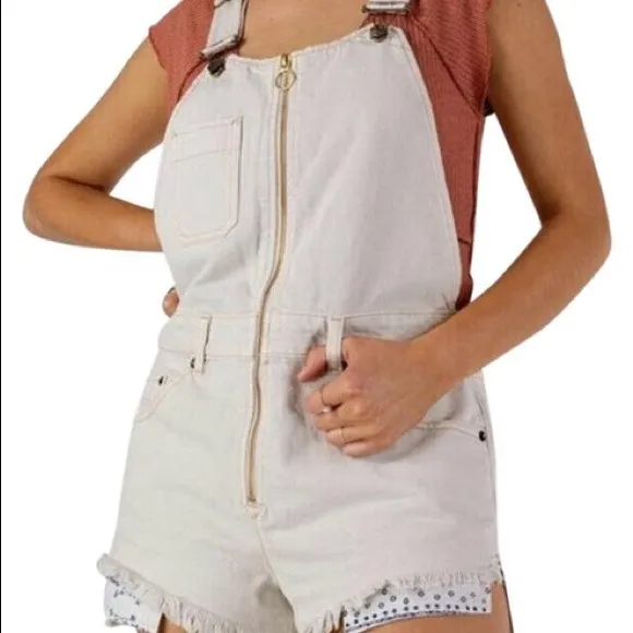 Free People Sunkissed Denim Short Overalls NWT
