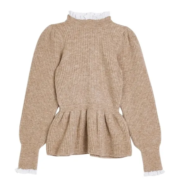 Frill Collar Peplum Sweater