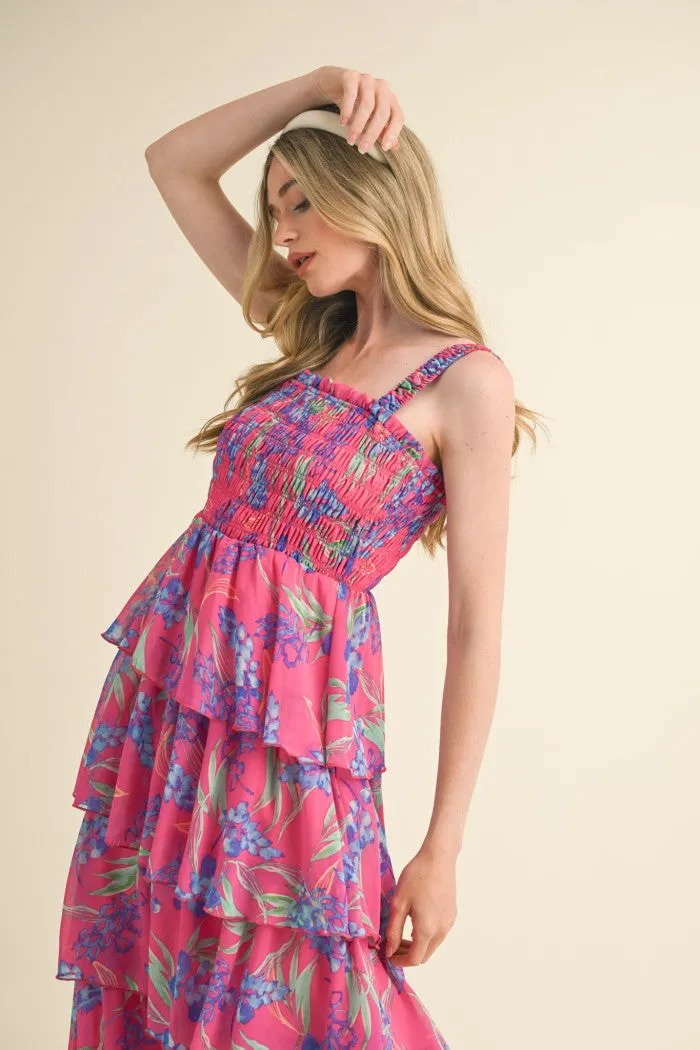 Fuchsia Paradise Tiered Dress