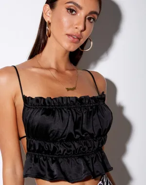 Gamera Cami Top in Heavy Satin Black