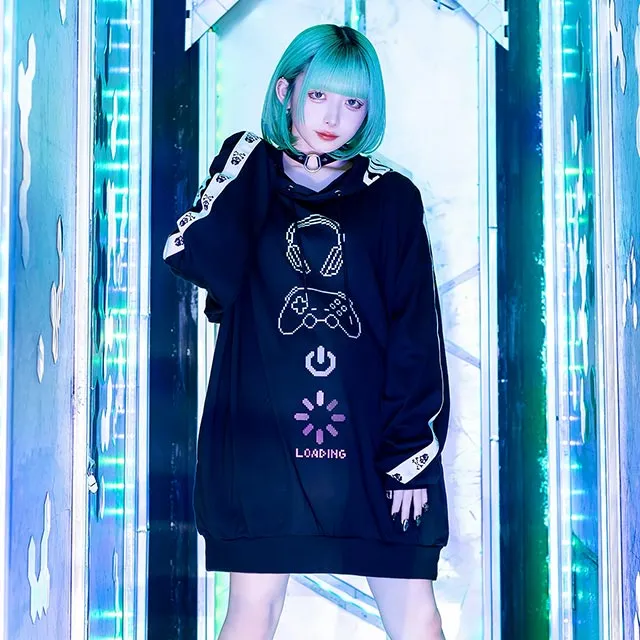 Gaming 8bit Sleeve Line Hoodie