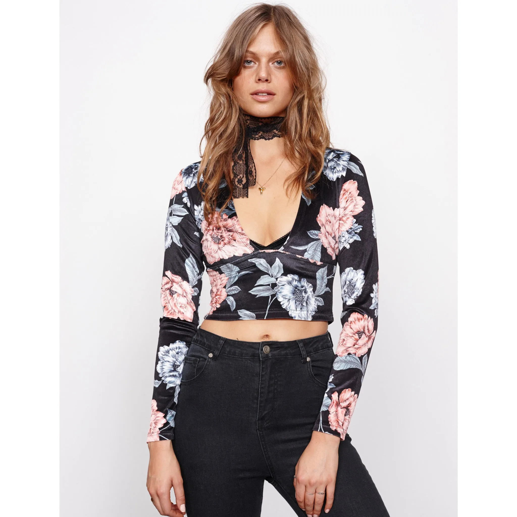 Garden of Eden Velvet Crop Top