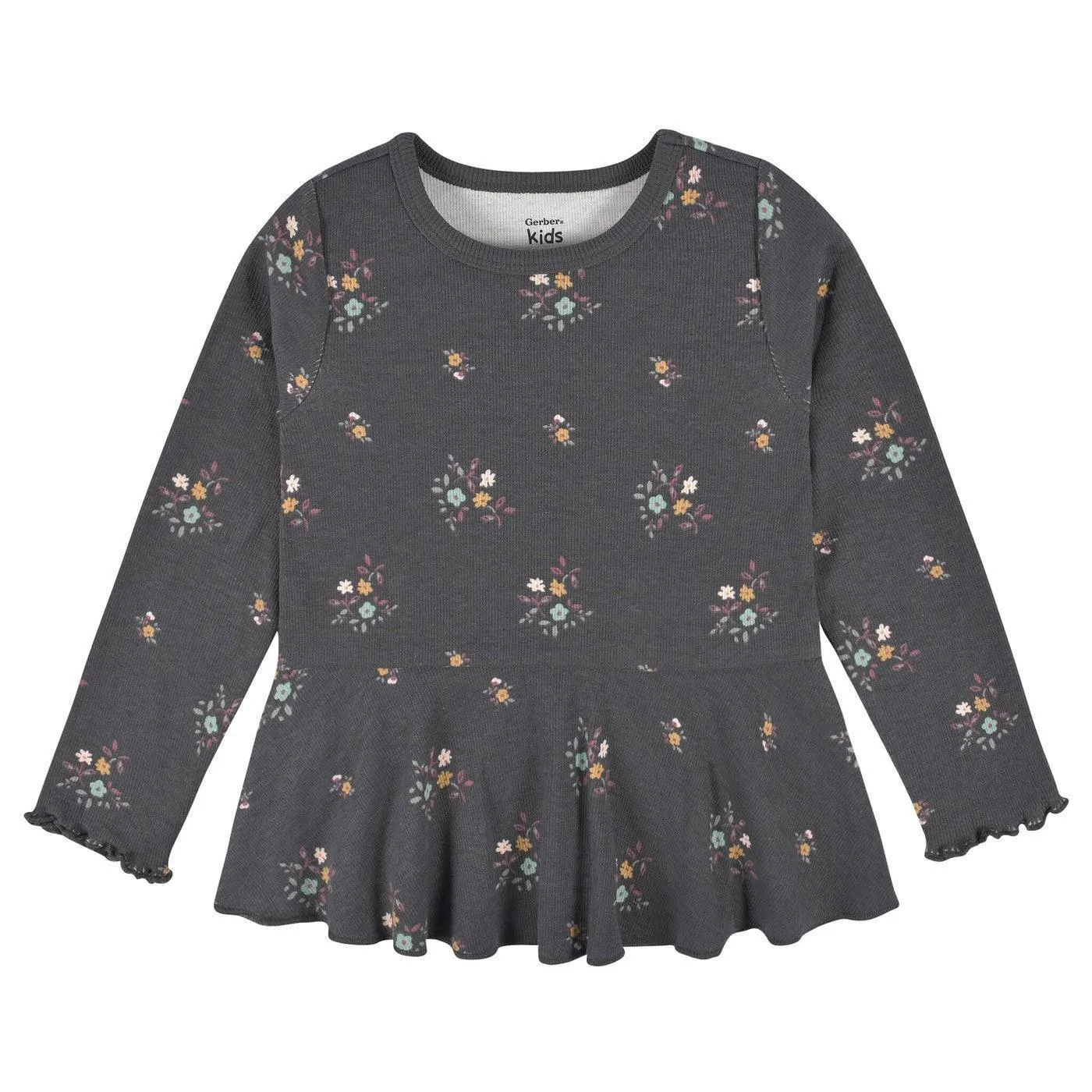 Gerber 2-Pack Baby Girls Yellow Floral Peplum Tops (12-24m)